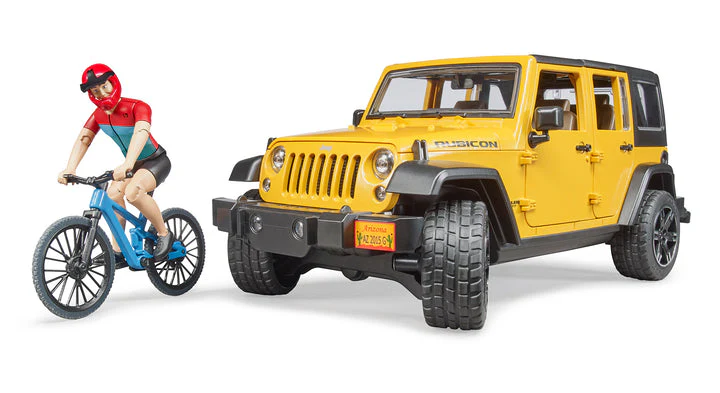 Bruder 02543 Jeep Wrangler Rubicon Unlimited with Mountain Bike and Cyclist