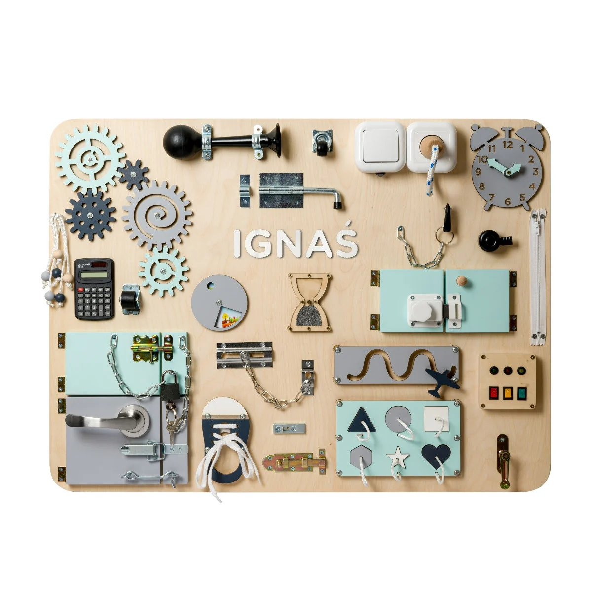 Wooden Busy Board - So Mint So Cool