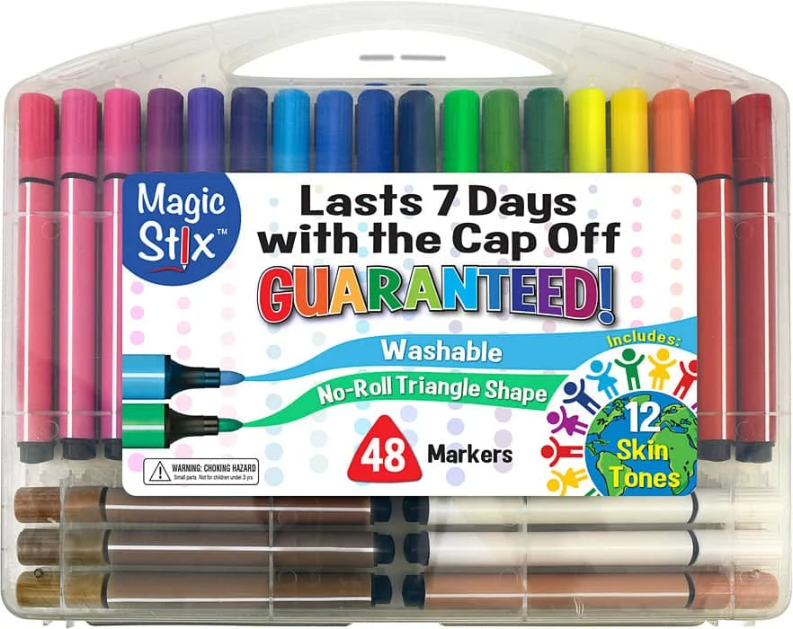 Magic Stix Washable Markers Set, includes Global Skin Tones 48 pk
