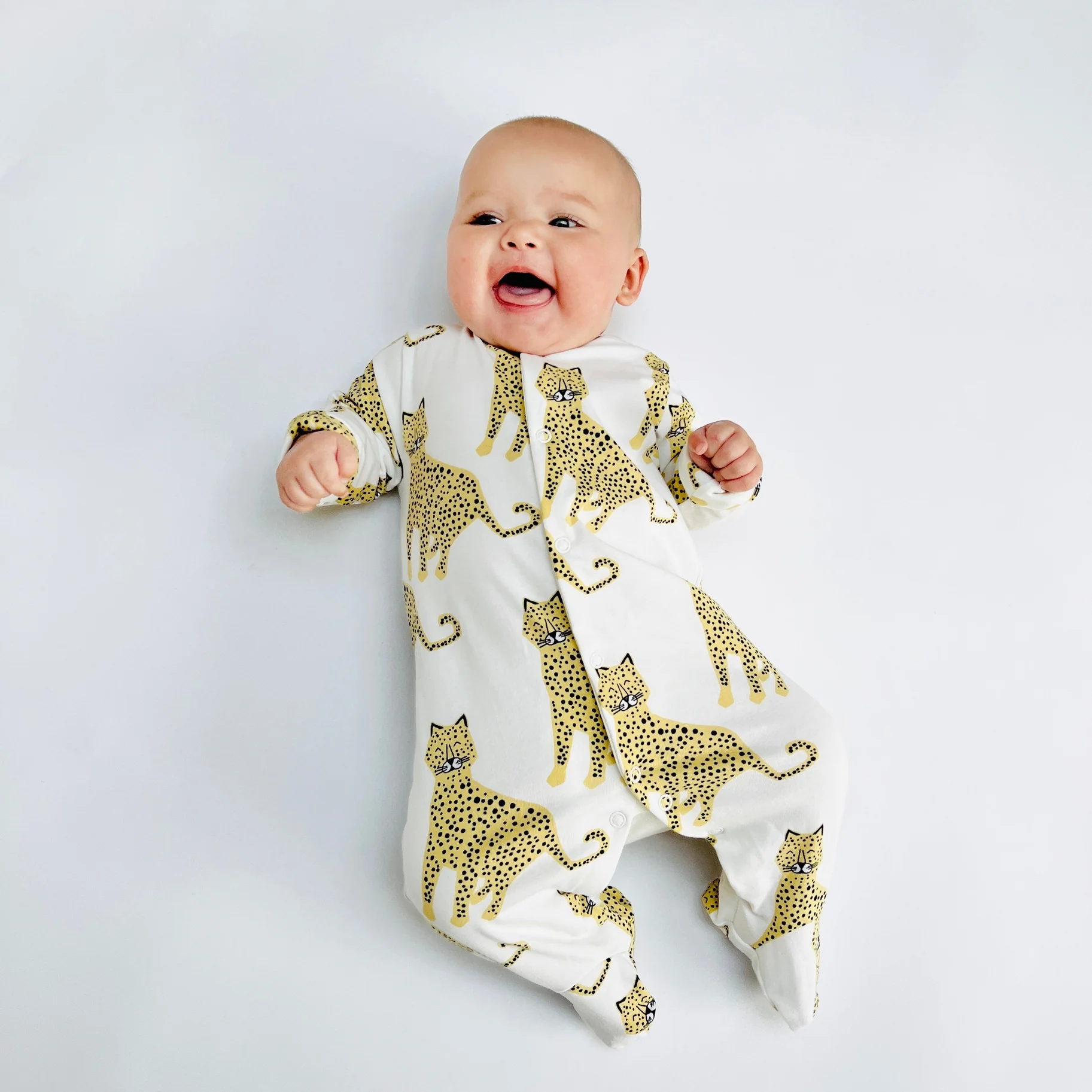 ORGANIC SLEEP SUIT HAPPY LEOPARDS