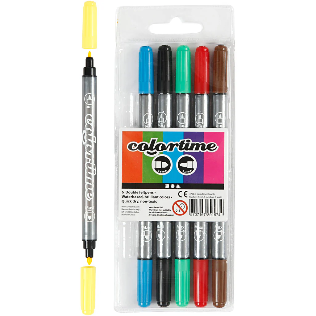 Assorted Colours Double Tip Markers - 45 Pack