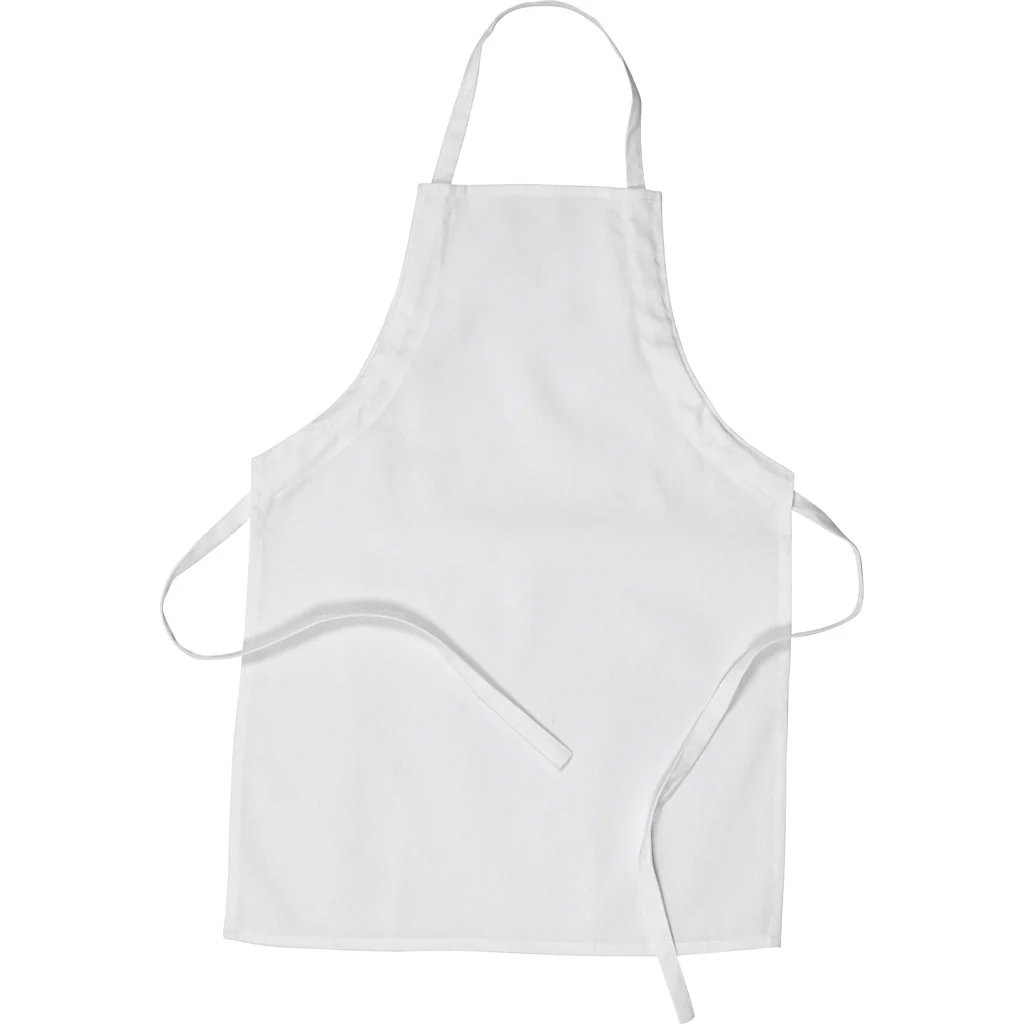 Children’s Cotton Apron White Adjustable Neck Strap Ages 4-6