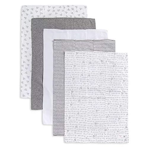 Burt's Bees Baby Burp Cloths, 5-Pack, Heather Gray