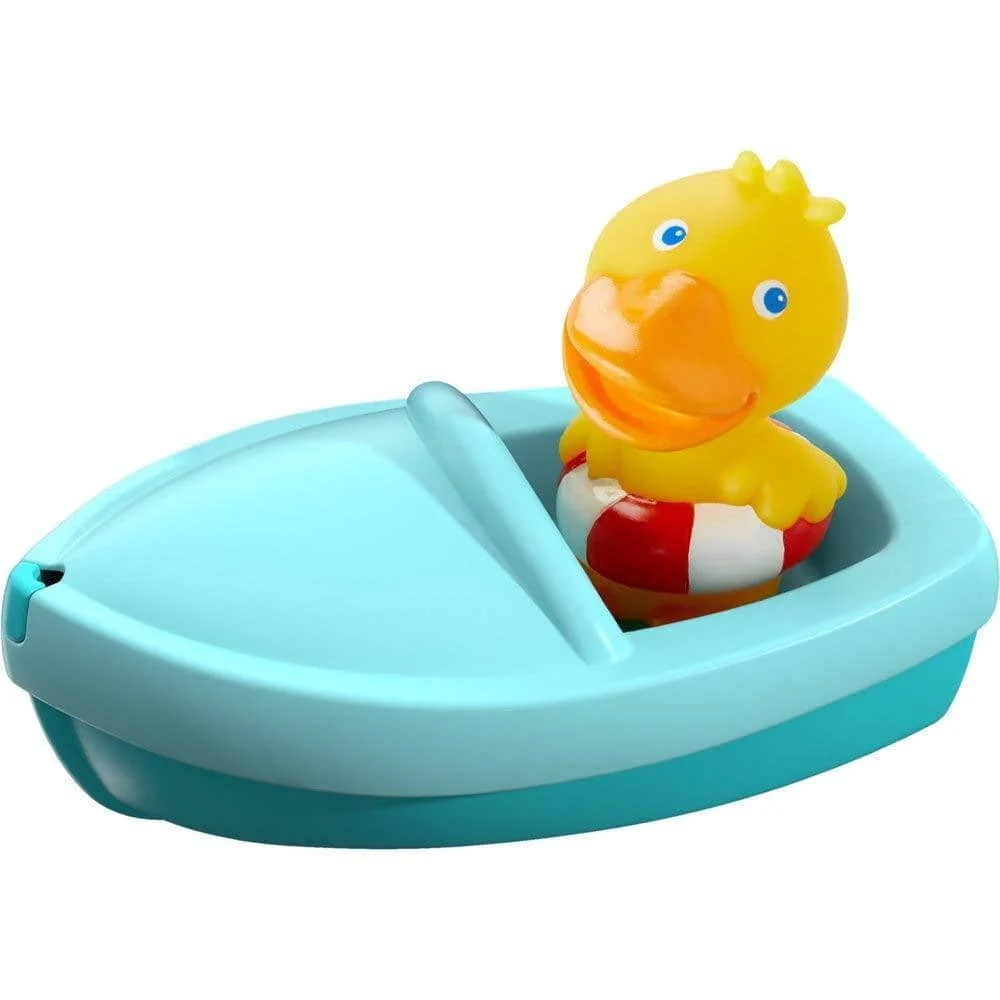 Haba 303863 Bath Boat Ahoi! Duck Bath Toy With Rubber Duck Finger Puppet Bath Toy From 18 Months
