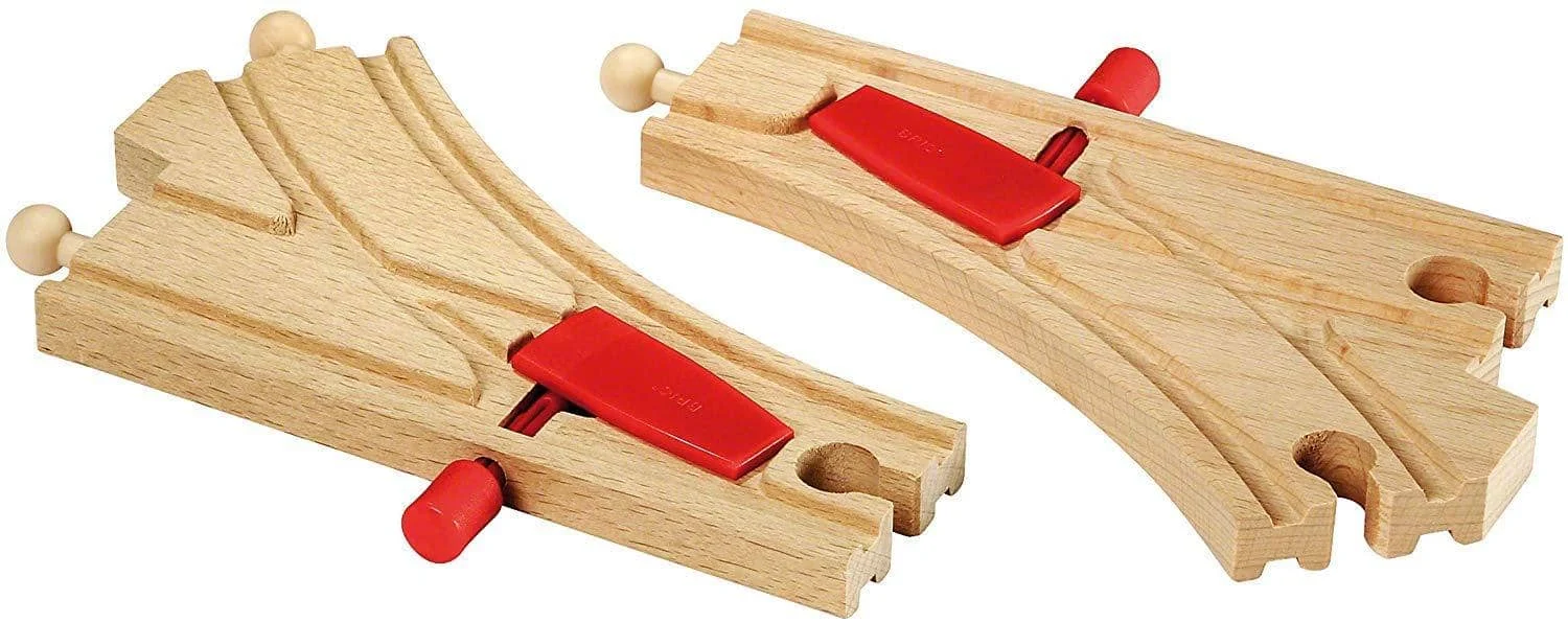 Brio World - 33344 Mechanical Switches | 2 Piece Wooden Train Tracks For Kids Ages 3 And Up