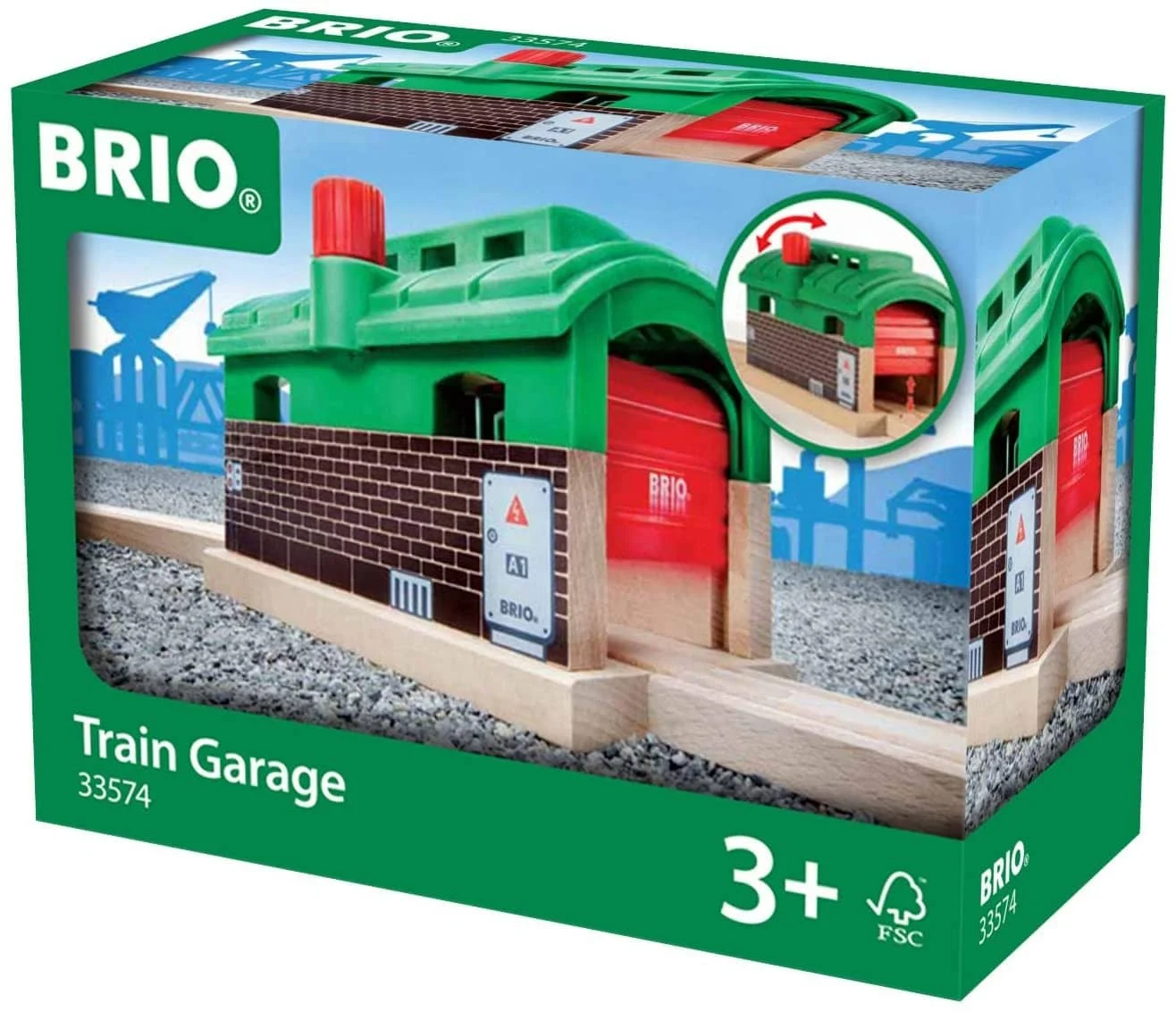 Brio World 33574 - Train Garage - 1 Piece Wooden Toy Train Accessory For Kids Age 3 And Up