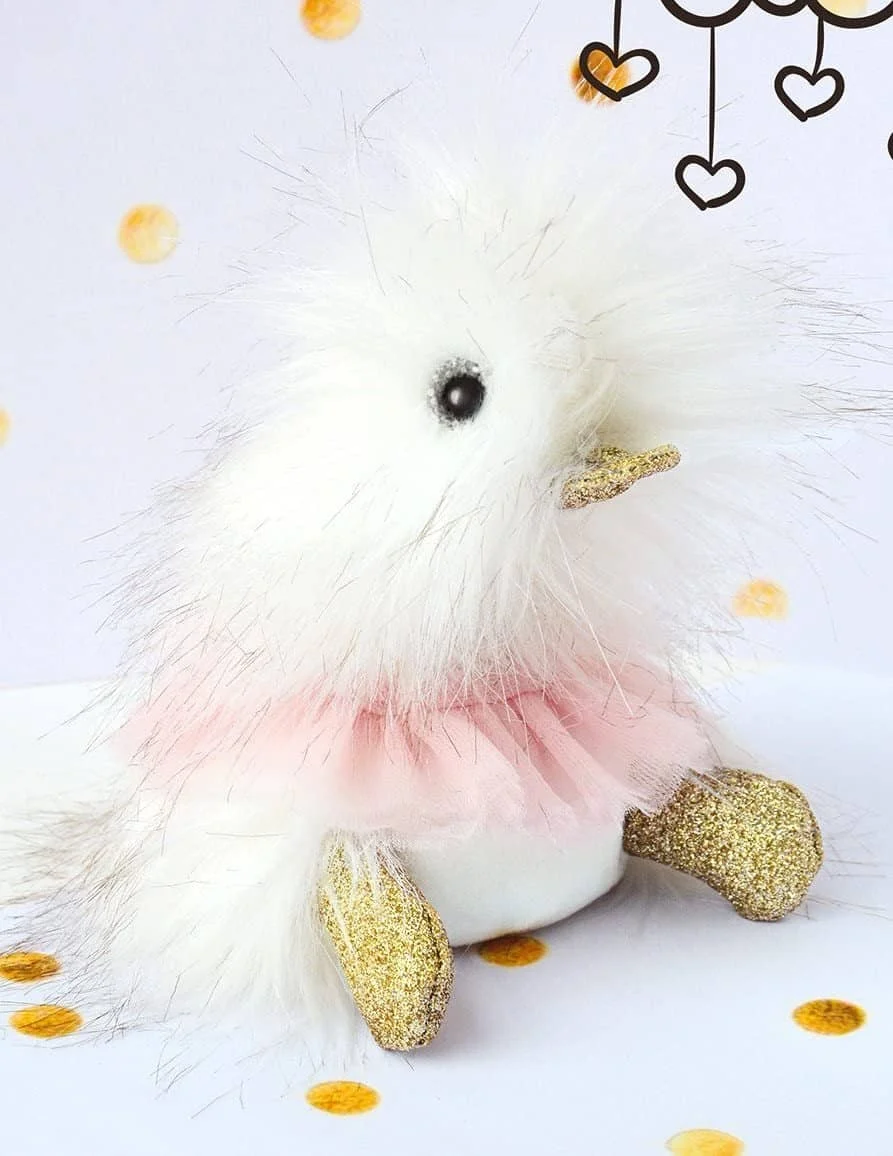 Doudou Et Compagnie Stuffed Animal Plush Duck -Tutu With Gold Glitter