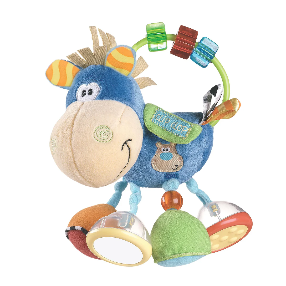 Clip Clop Buddy - Soft Sensory Plush Baby Toy with Rattles & Teething Features
