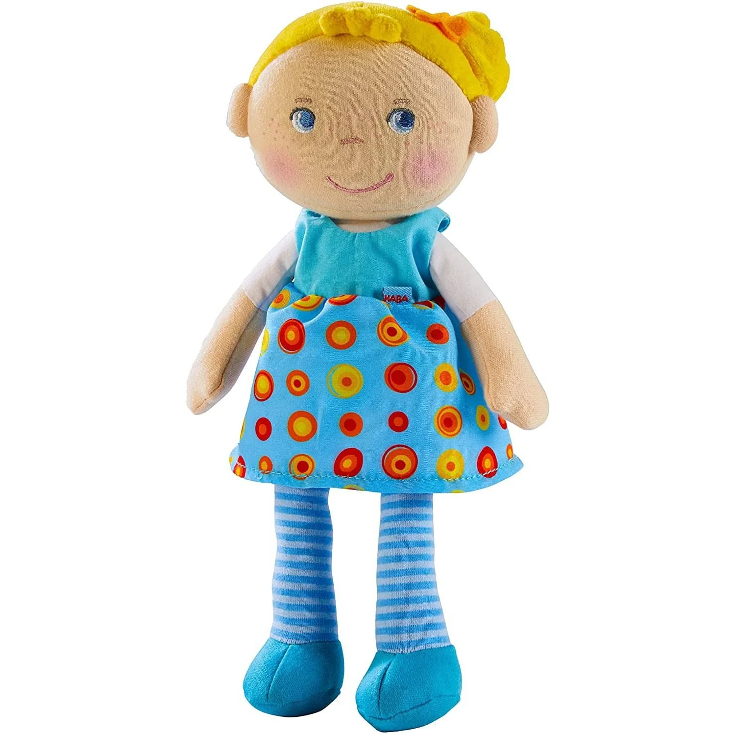 Snug Up Edda - 10" Soft Doll With Fuzzy Blonde Hair, Embroidered Face And Removable Blue Dress (Machine Washable) For Ages 18 Months +
