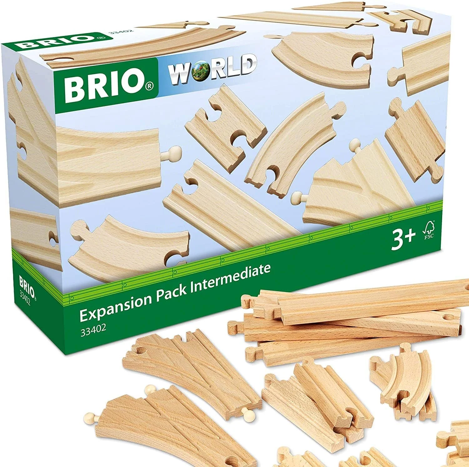 Brio World 33402 Expansion Pack Intermediate | Wooden Train Tracks For Kids Age 3 And Up