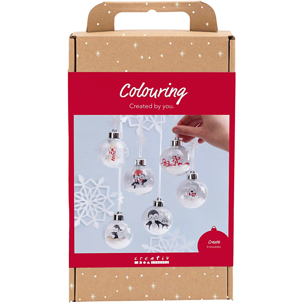 Christmas Colour-In Acrylic Baubles Clear Craft Kit