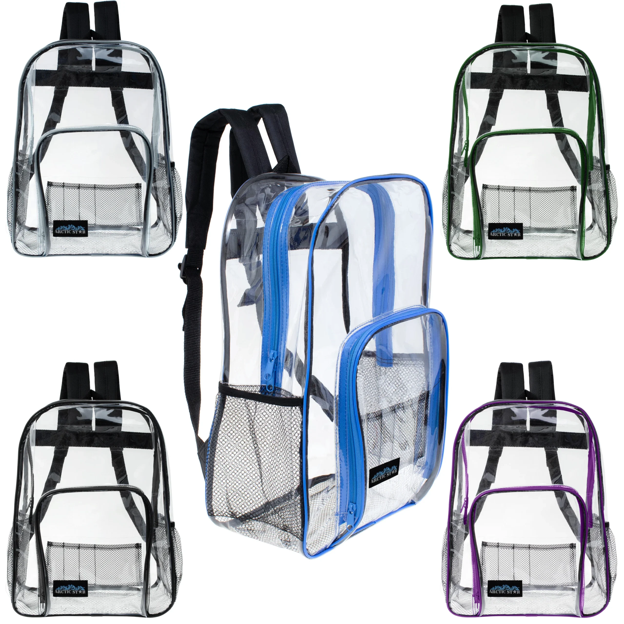 13'' Mini Clear Wholesale Backpacks in 5 Colors - Bulk Case of 24 Bookbags