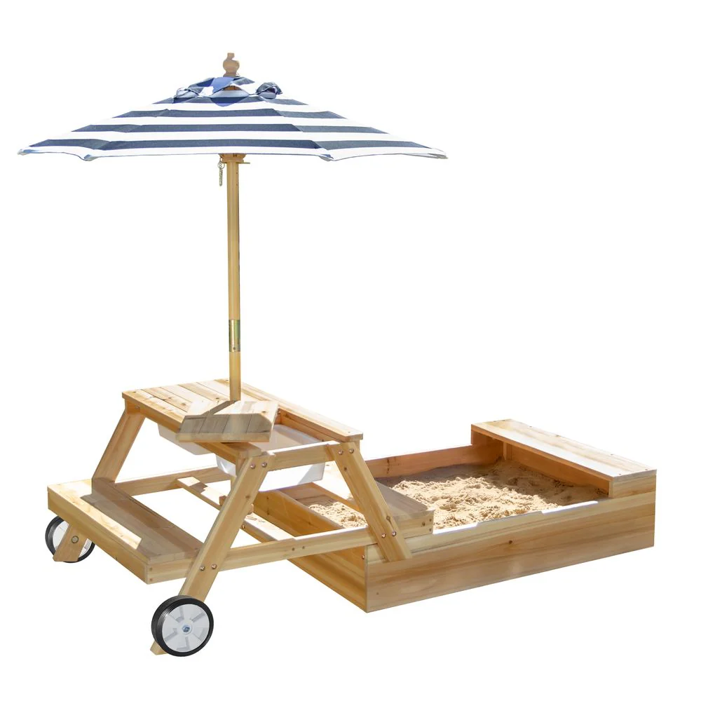 Sorrento Wooden 2-in-1 Picnic Table with Sandbox & Umbrella