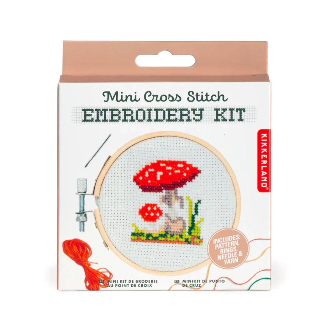 Mini Cross stitch Embriodery Kit - Mushroom