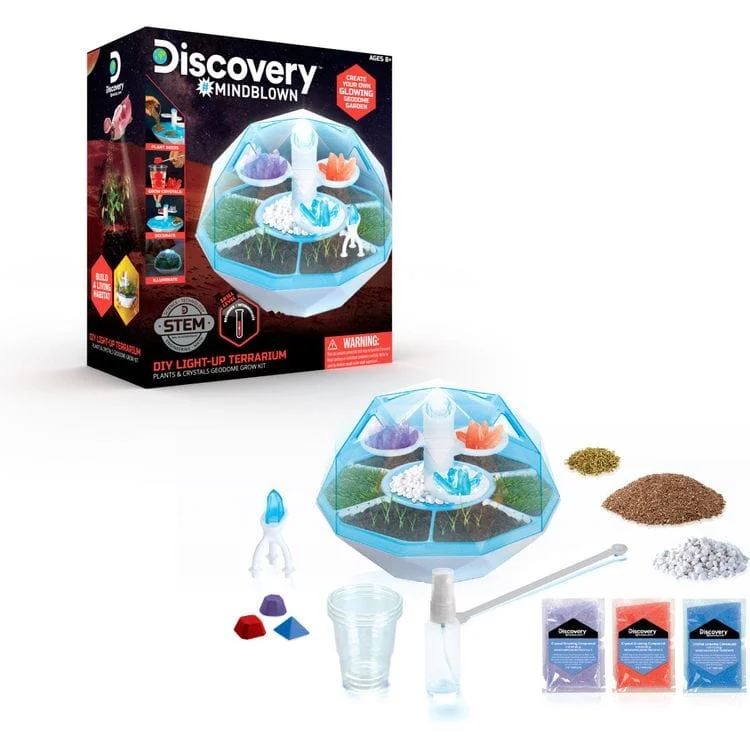 DIY Light-Up Terrarium Plants & Crystals Geodome Grow Kit - 16 pieces