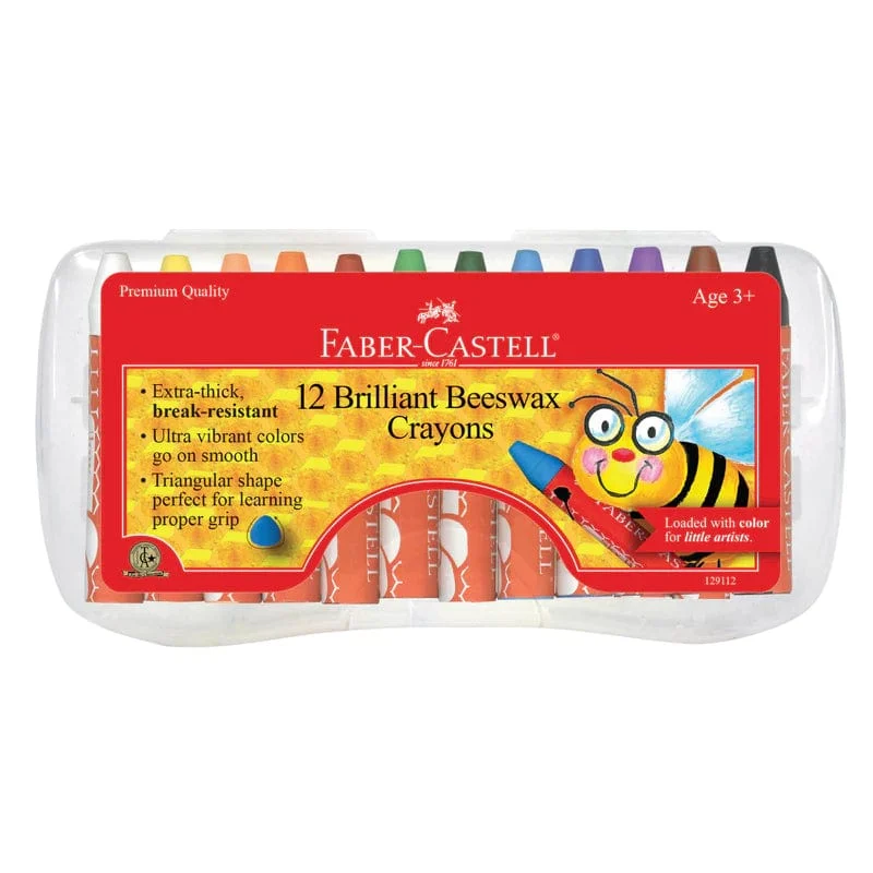 12 Brilliant Beeswax Crayons in Storage Case