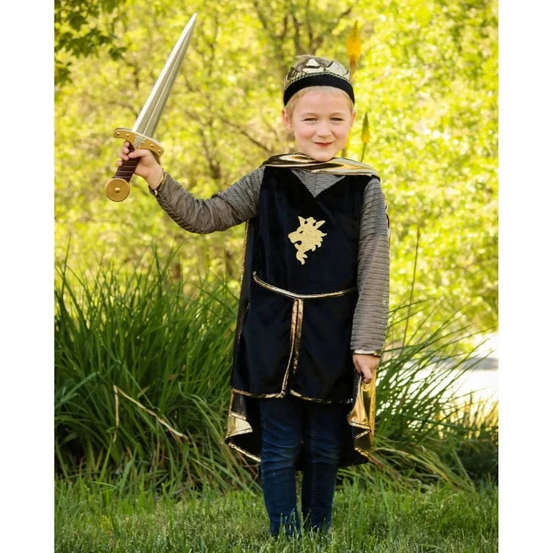 Knight Set with Tunic, Cape and Crown - Gold (Size 5-6 yrs)