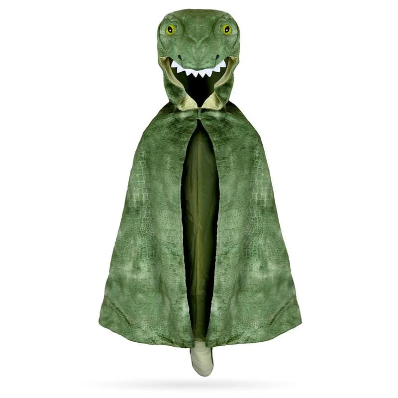 T Rex Hooded Cape - Green (Size 4-5 yrs)