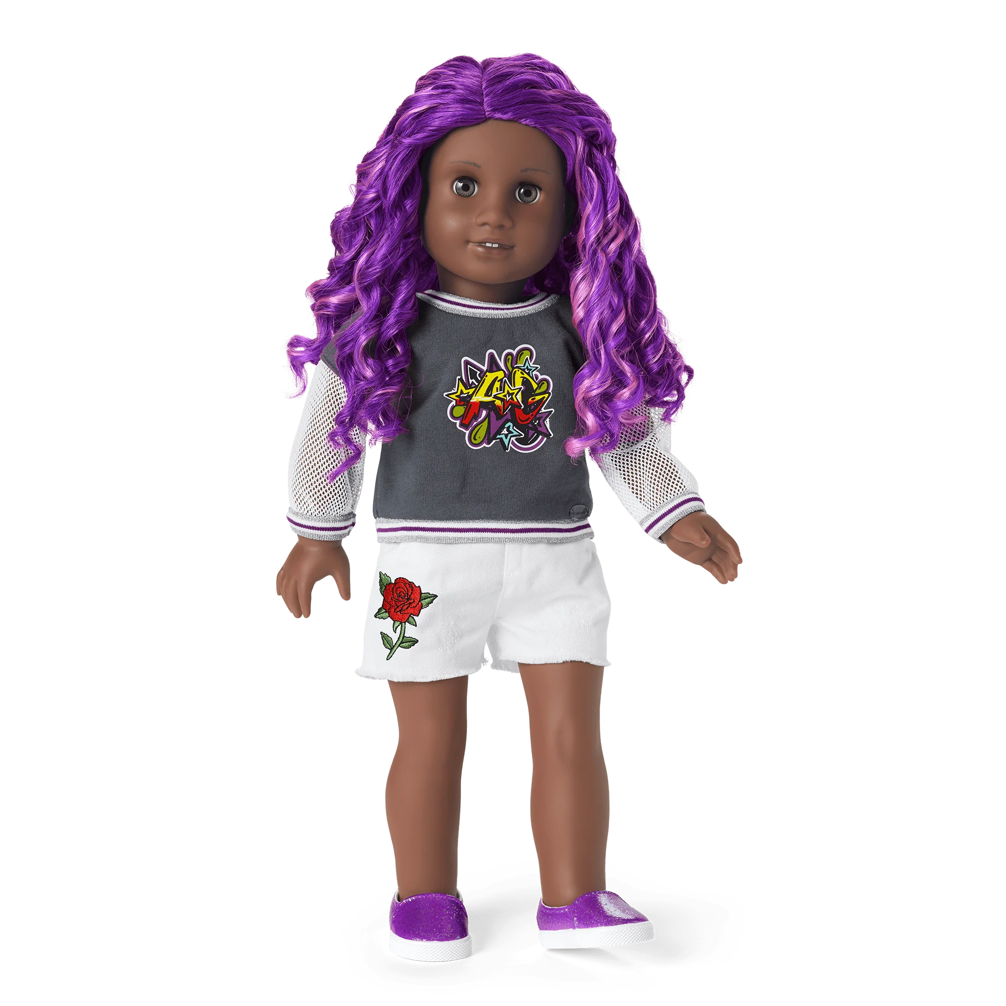 Truly Me™ 18-inch Doll #91 with curly purple hair