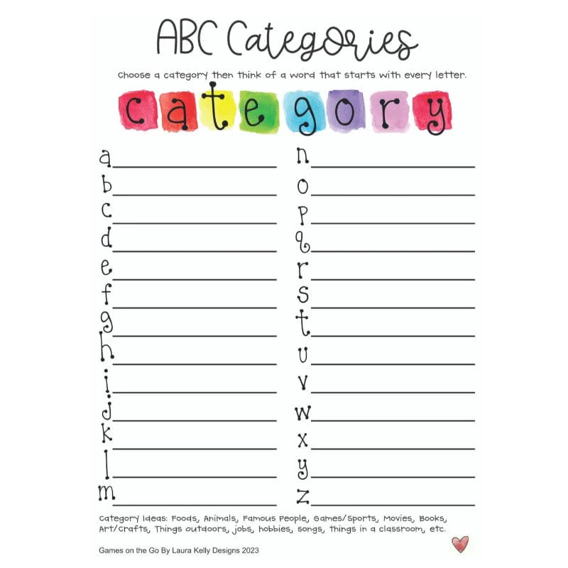 ABC Categories (Games To Go)
