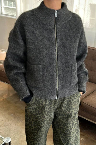Alpaca Zip Front Jacket (Charcoal)