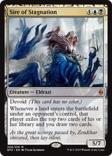 MtG Trading Card Game Battle for Zendikar Mythic Rare Sire of Stagnation #206