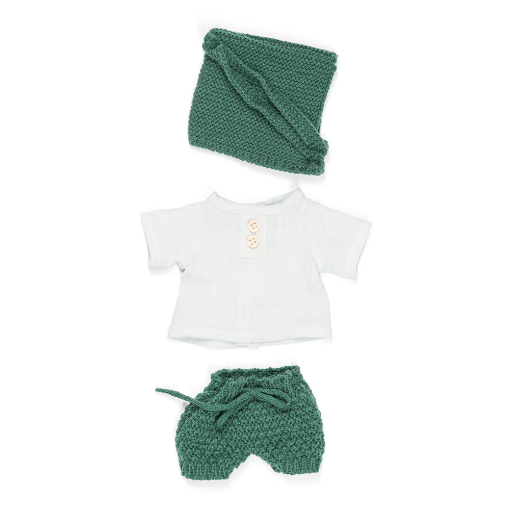 Knit Doll Outfit - 12" Forest Set & Bonnet