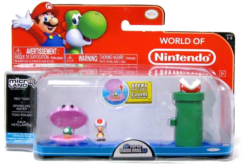World of Nintendo New Super Mario Bros. U Micro Land Playset Red Toad & Sparkling Water Playset