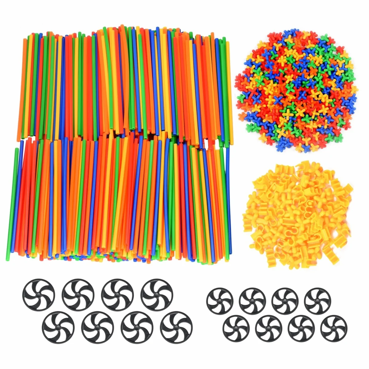 Straws and Connectors with Wheels - 816 Piece