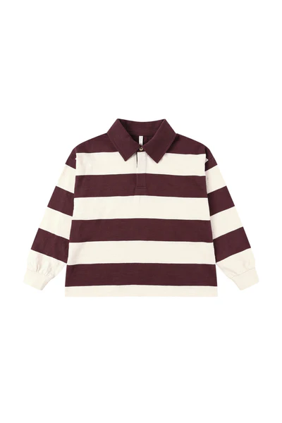 Rugby Polo (Burgundy Stripe)