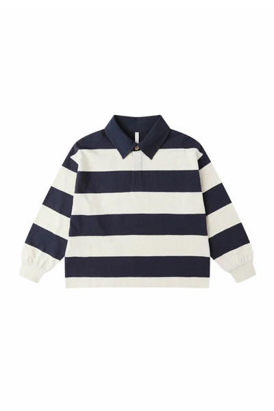 Rugby Polo (Navy Stripe)