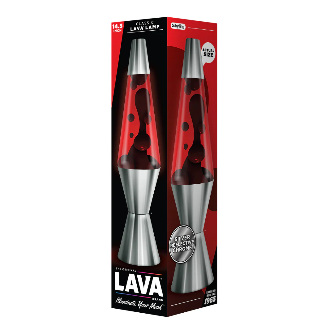 Lava Lamp 14.5in - Chrome, Black, & Red