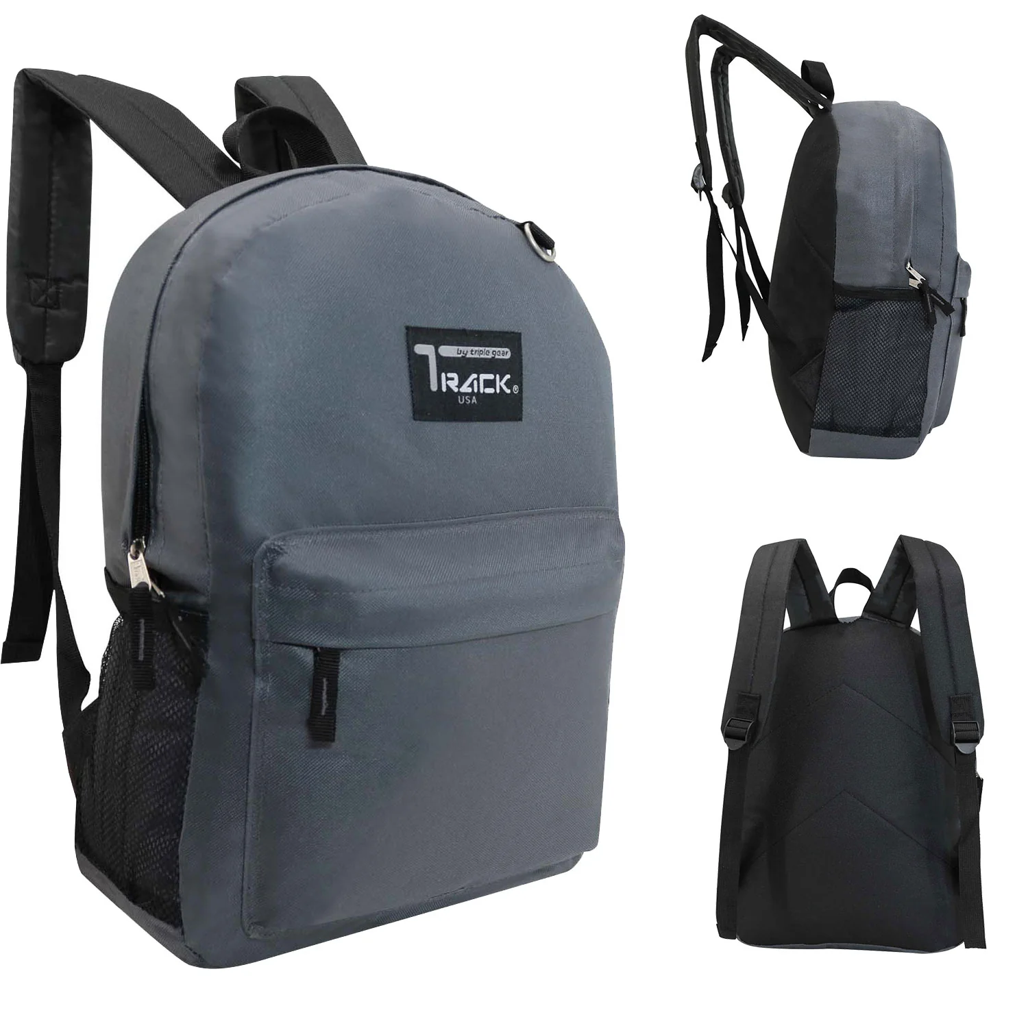 17" Wholesale Backpacks In Charcoal Grey | Padded Back | Bulk Case of 24 Bookbags