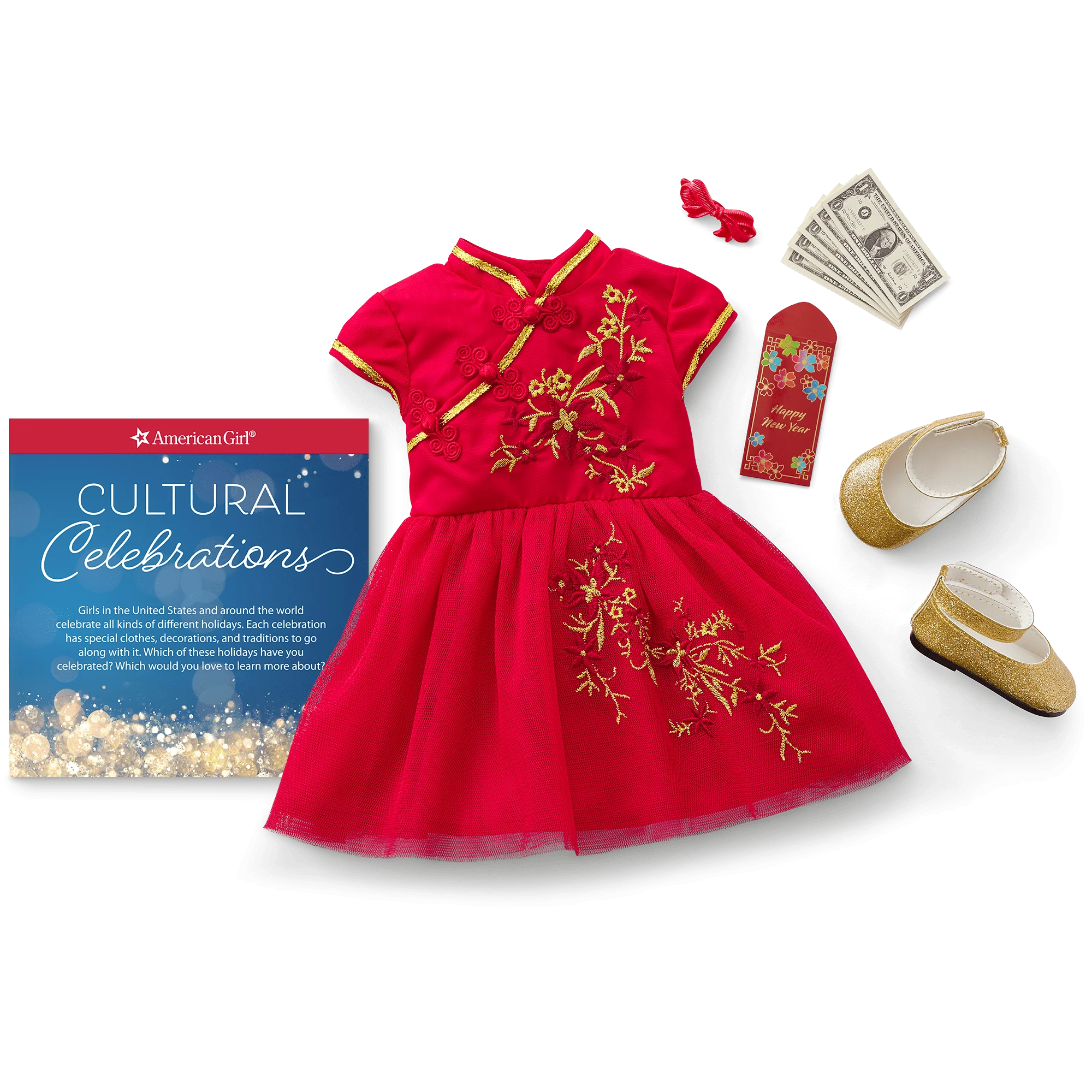 Lunar New Year's Celebration Outfit for 18-inch Dolls