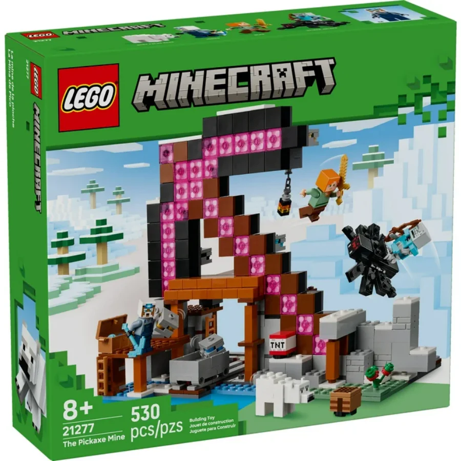 LEGO Minecraft action, the Pickaxe Mine (21277)