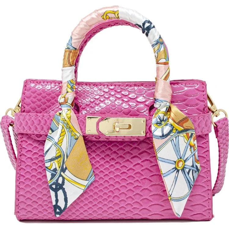 Crocodile Scarf Handbag - Hot Pink